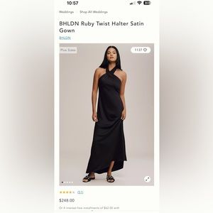 BHLDN Size 8 Black, Halter, Maxi Dress